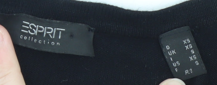 Esprit Women's Black Viscose Knit V-Neck Button Cardigan XS