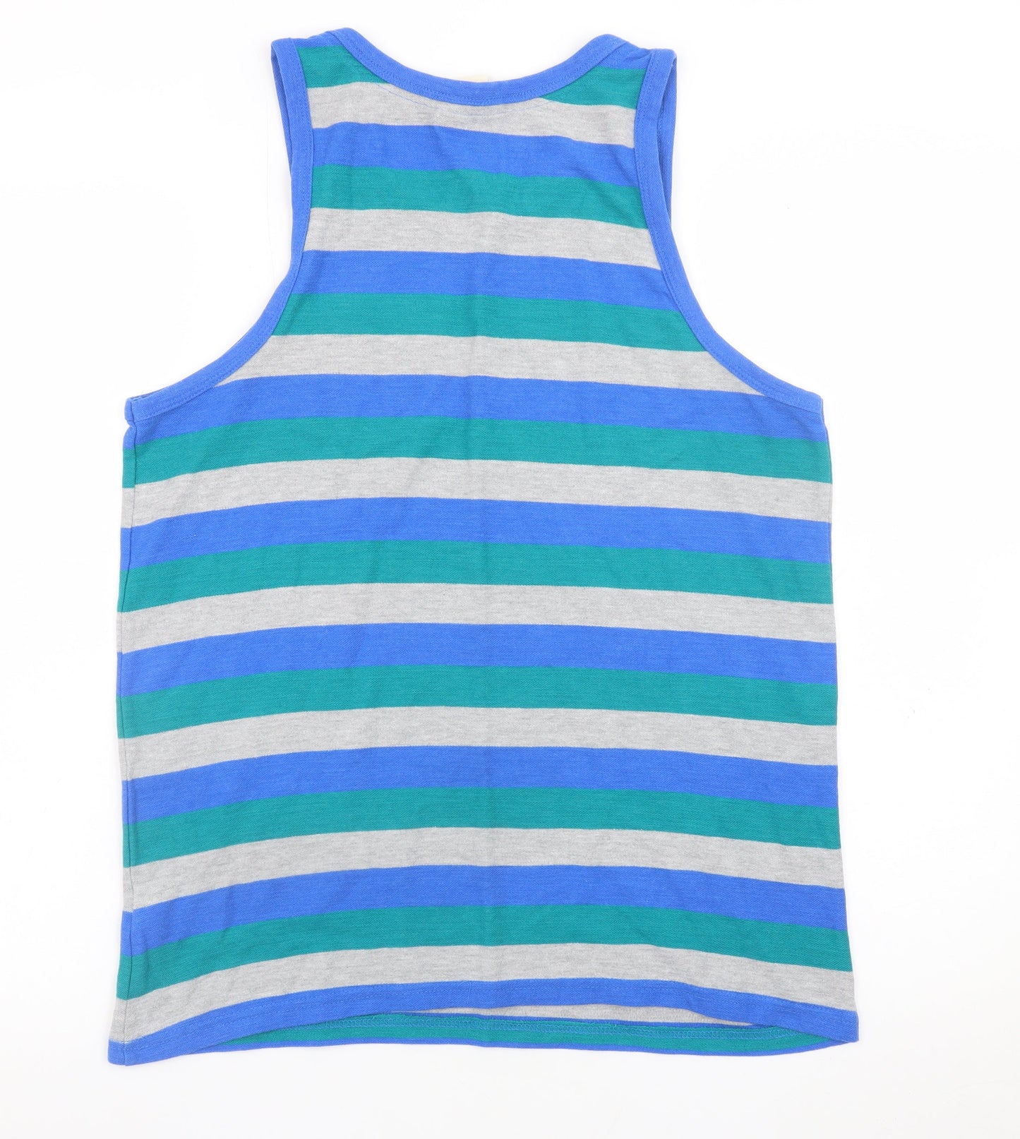 Lee Cooper Men's Blue Striped Sleeveless Jersey Tank Top L