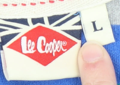Lee Cooper Men's Blue Striped Sleeveless Jersey Tank Top L