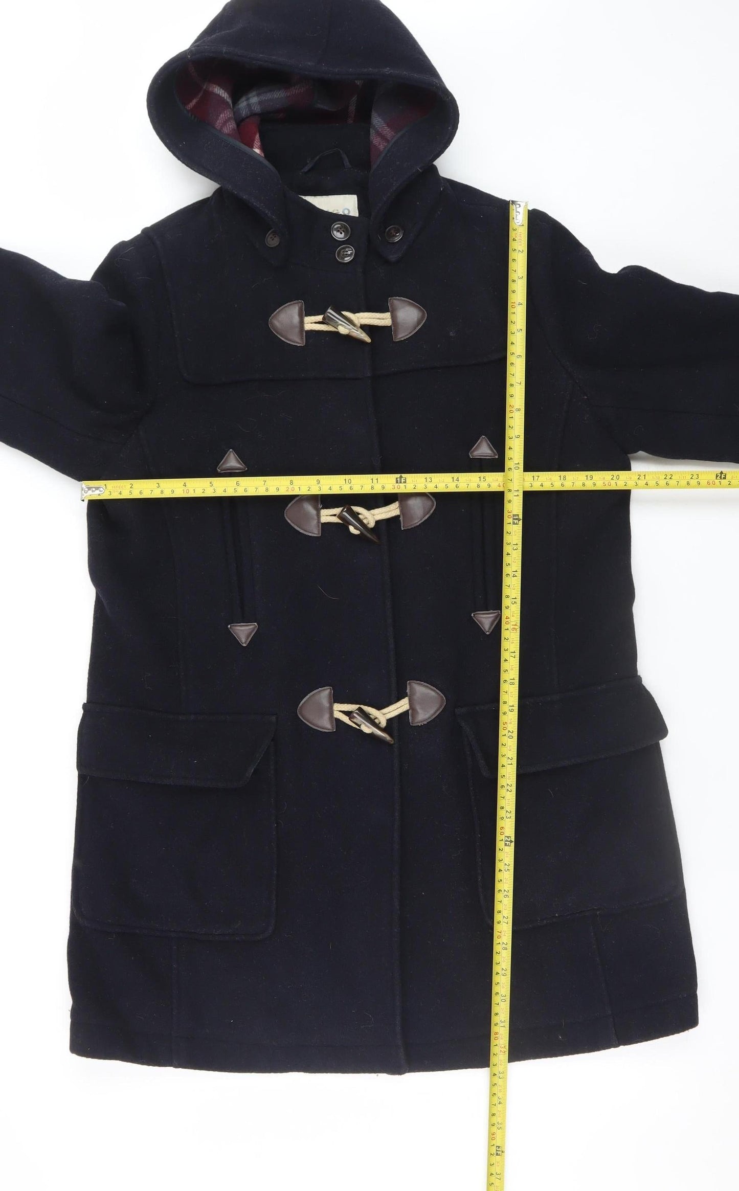Marks and Spencer Women's Black Wool Blend Hooded Duffle Coat UK 14