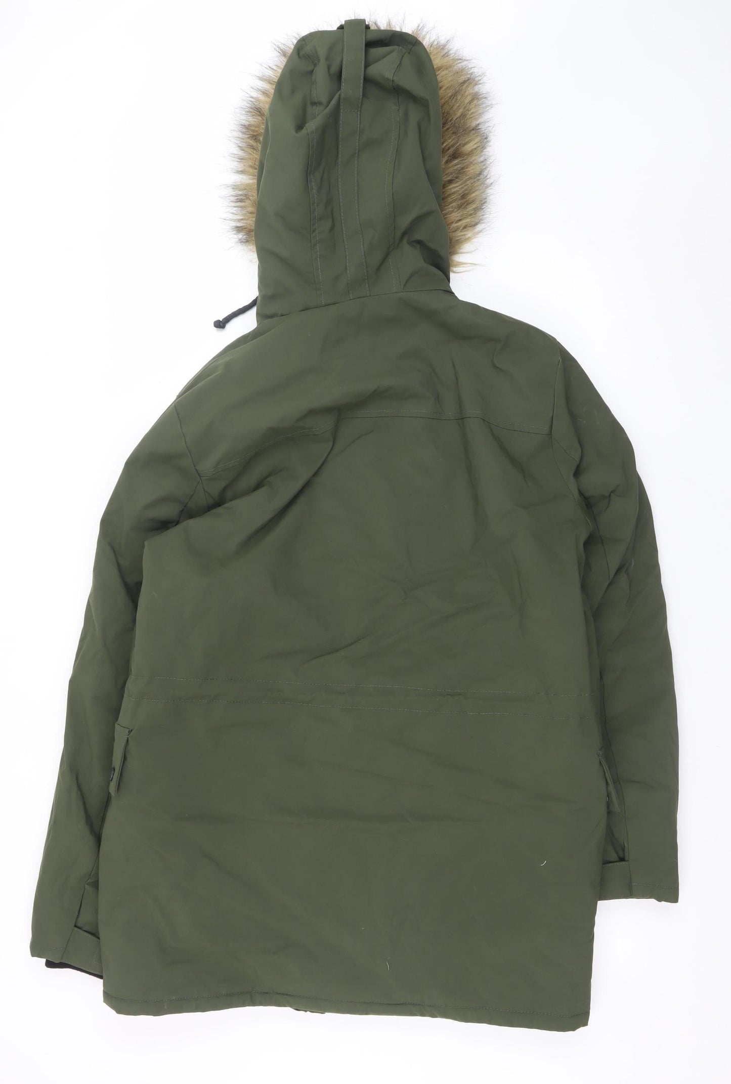 New Look Men Green Hooded Parka Coat S Regular Fit