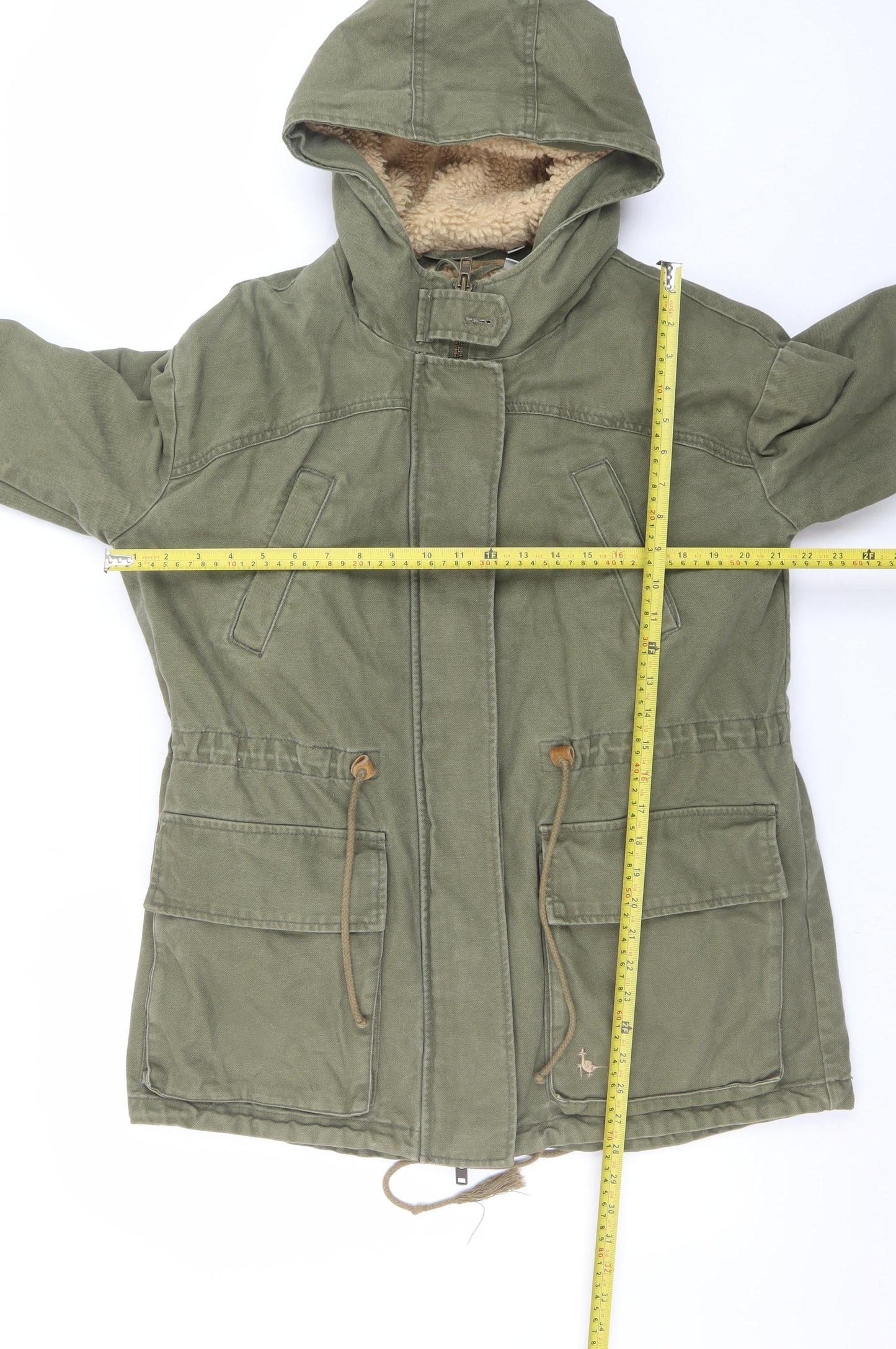 Jack Wills Women's Green Cotton Lined Parka Jacket UK 10