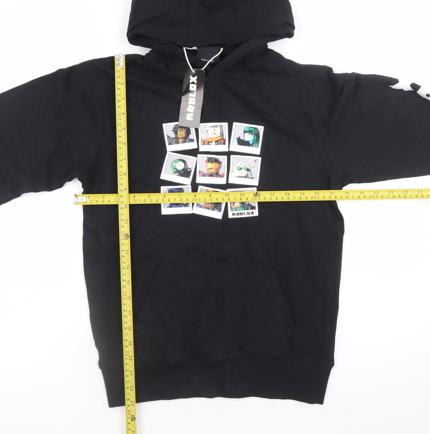Roblox Boys Black Hoodie 11-12 Years Pullover Cotton Gamer Sweatshirt