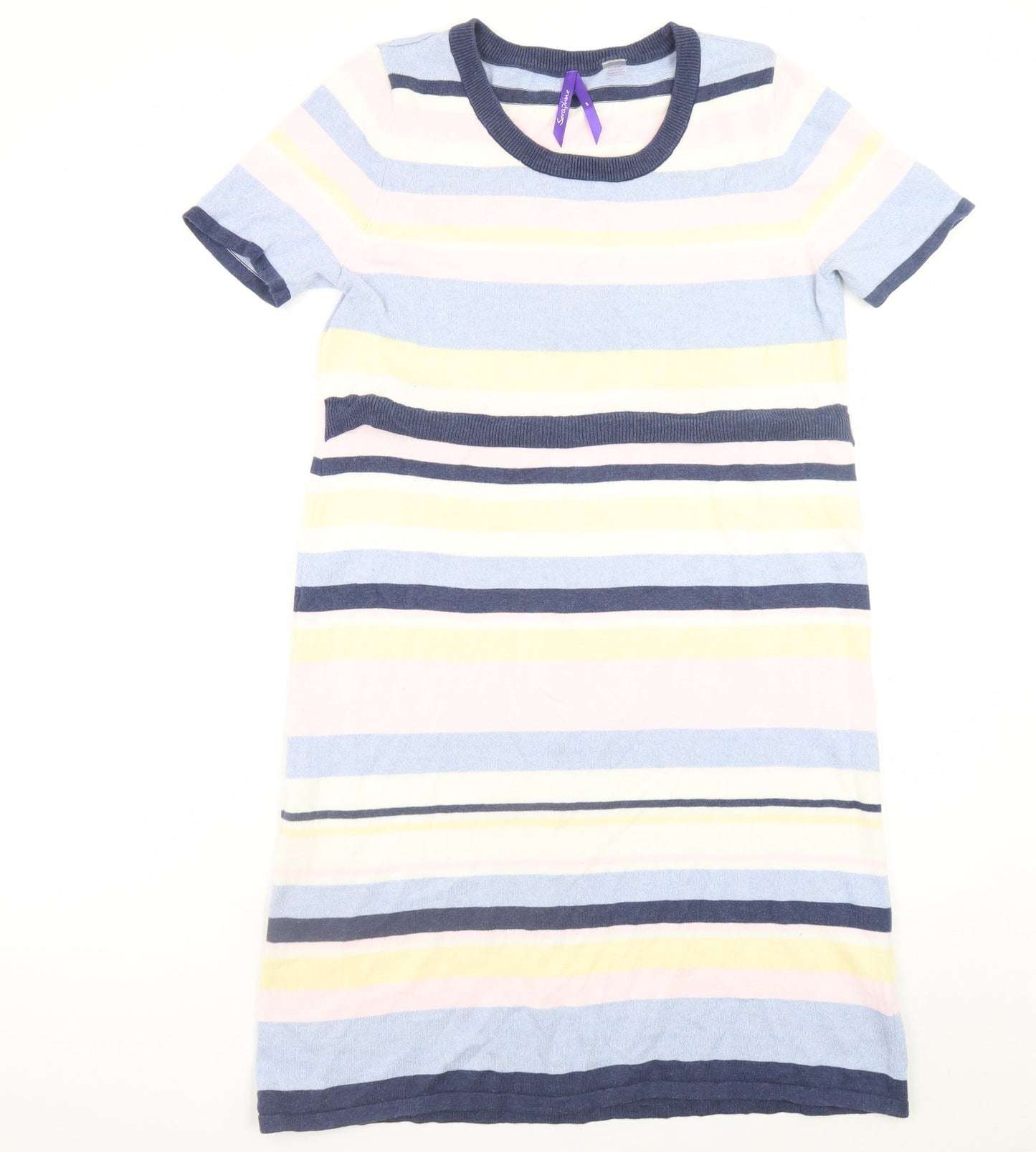 Seraphine Women’s Multicoloured Striped Cotton Maternity T-Shirt Dress Size S