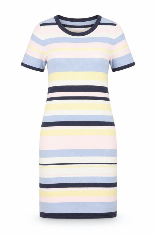 Seraphine Women’s Multicoloured Striped Cotton Maternity T-Shirt Dress Size S