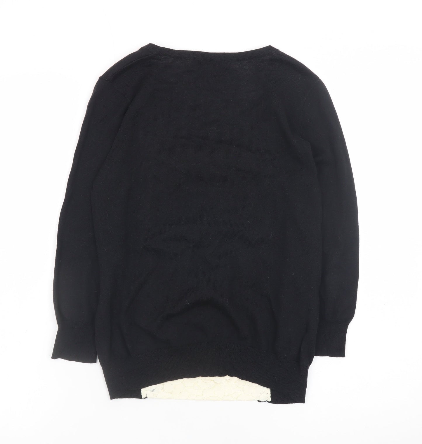 Next Women’s Black Lace Trim Cardigan Size 6 Slim Fit Knit