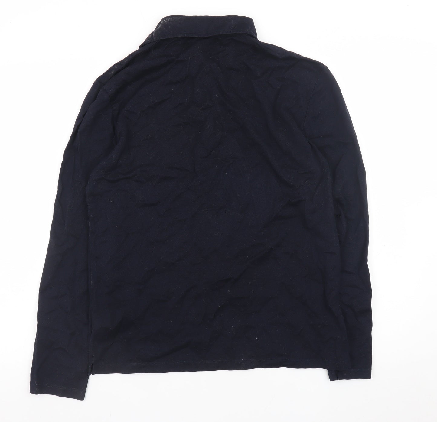 Reiss Men's Navy Long Sleeve Cotton Polo Shirt Size M