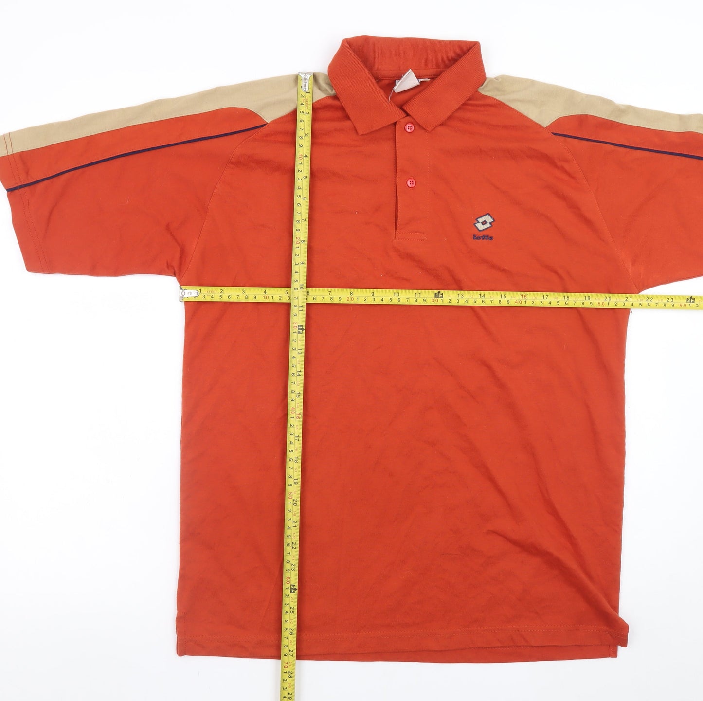 Lotto Men Red Beige Short Sleeve Sports Polo Shirt L