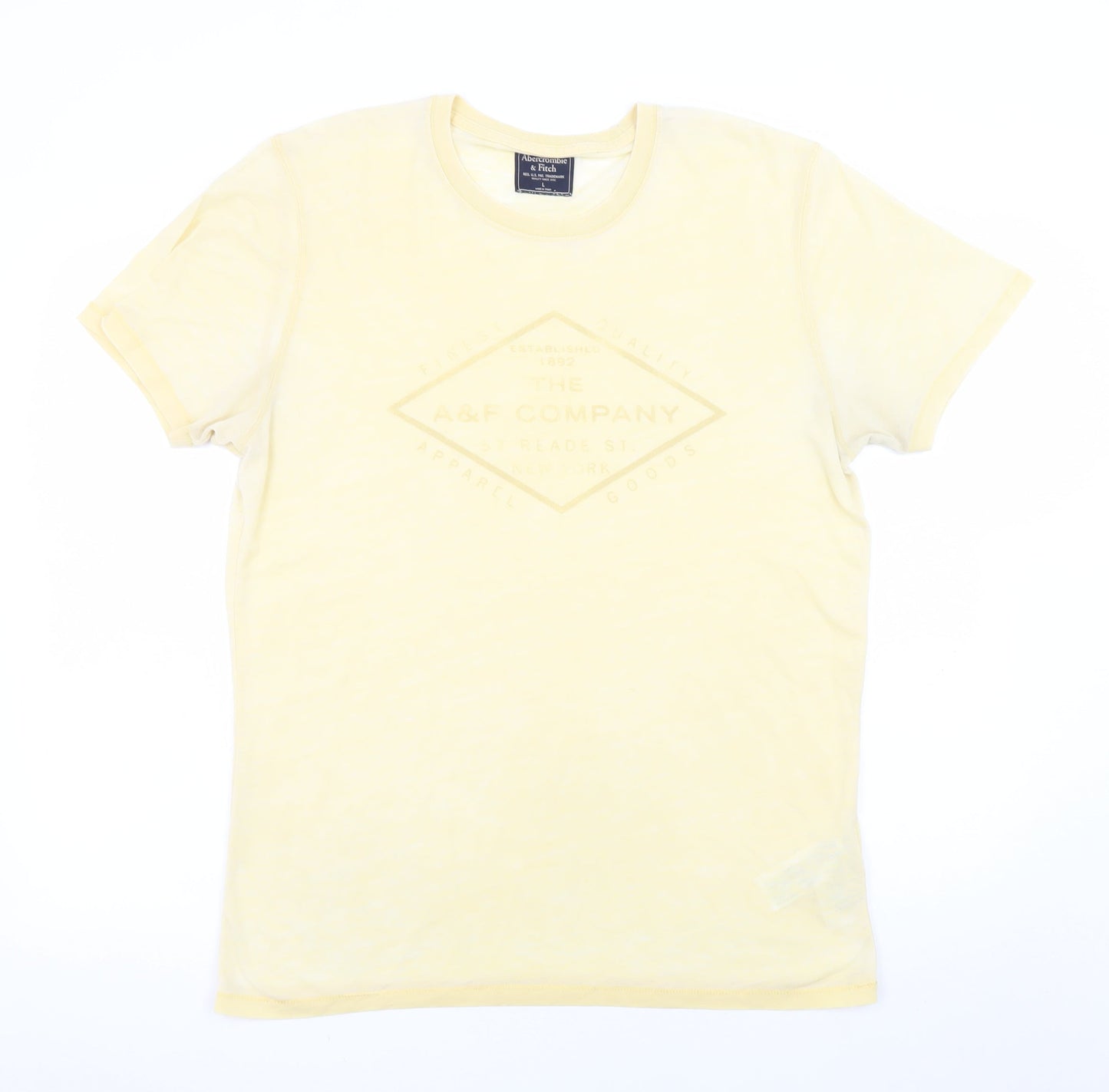 Abercrombie & Fitch Men's Yellow Graphic Logo T-Shirt Size L