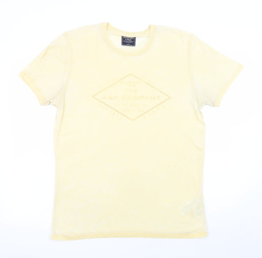 Abercrombie & Fitch Men's Yellow Graphic Logo T-Shirt Size L