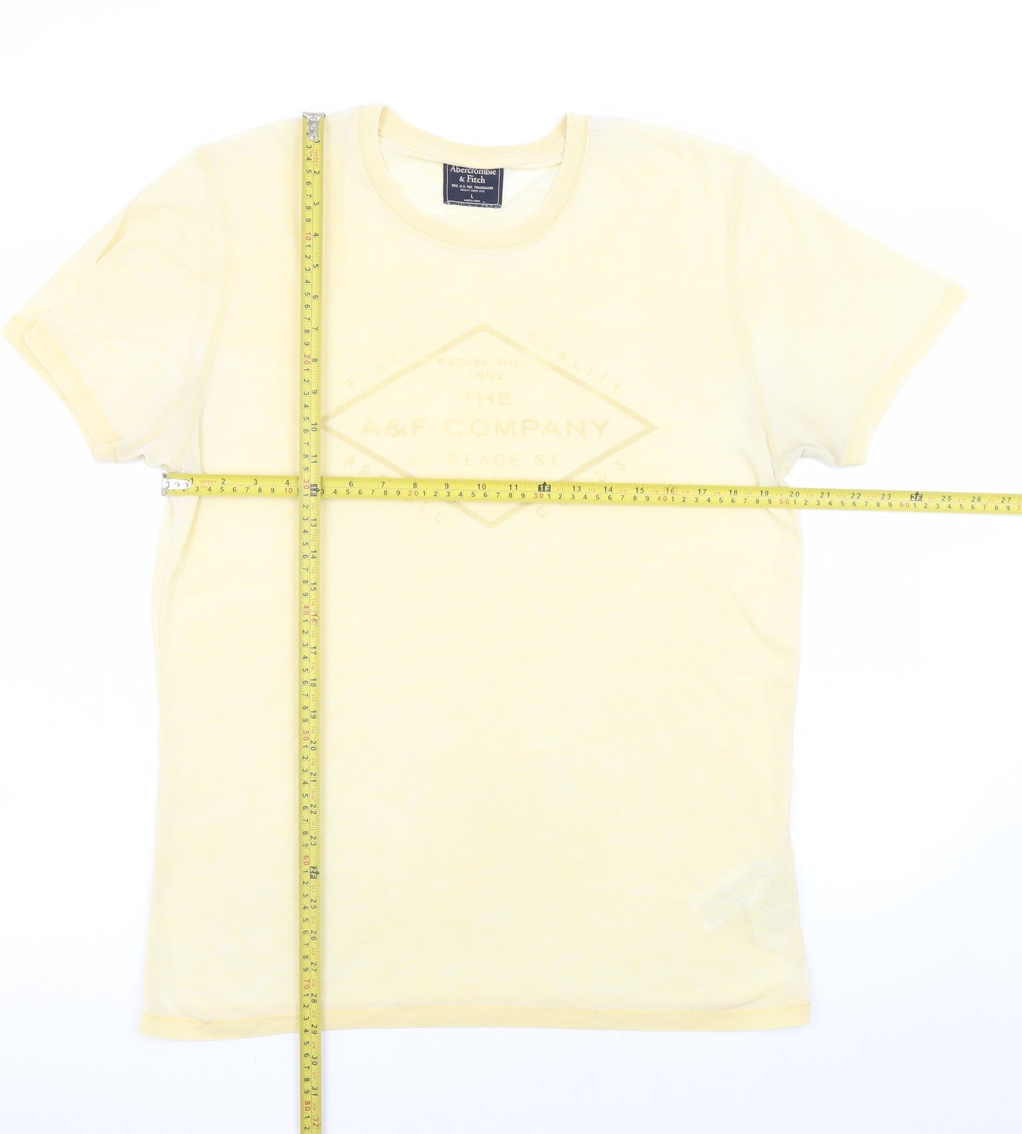 Abercrombie & Fitch Men's Yellow Graphic Logo T-Shirt Size L
