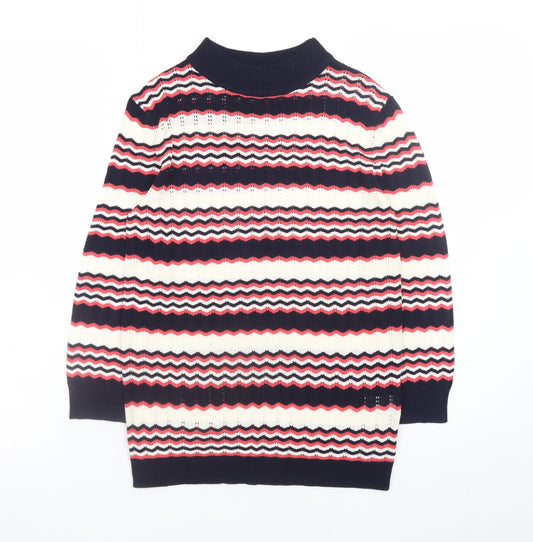 Papaya Women’s Multicoloured High Neck Striped Knit Jumper Size 8