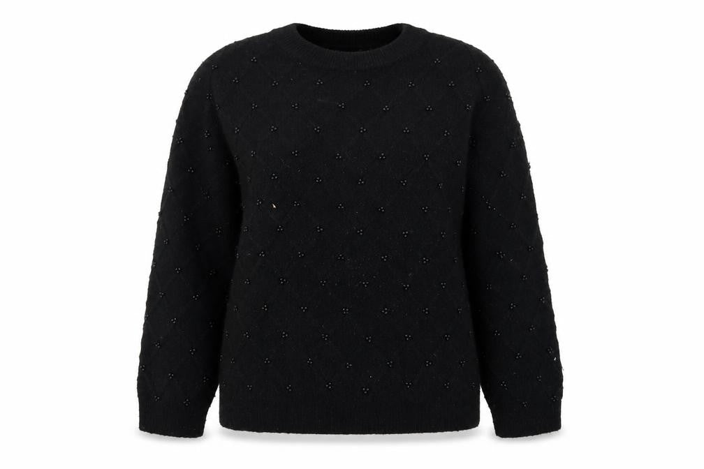 Marks & Spencer Women's Black Beaded Knit Pullover Jumper M