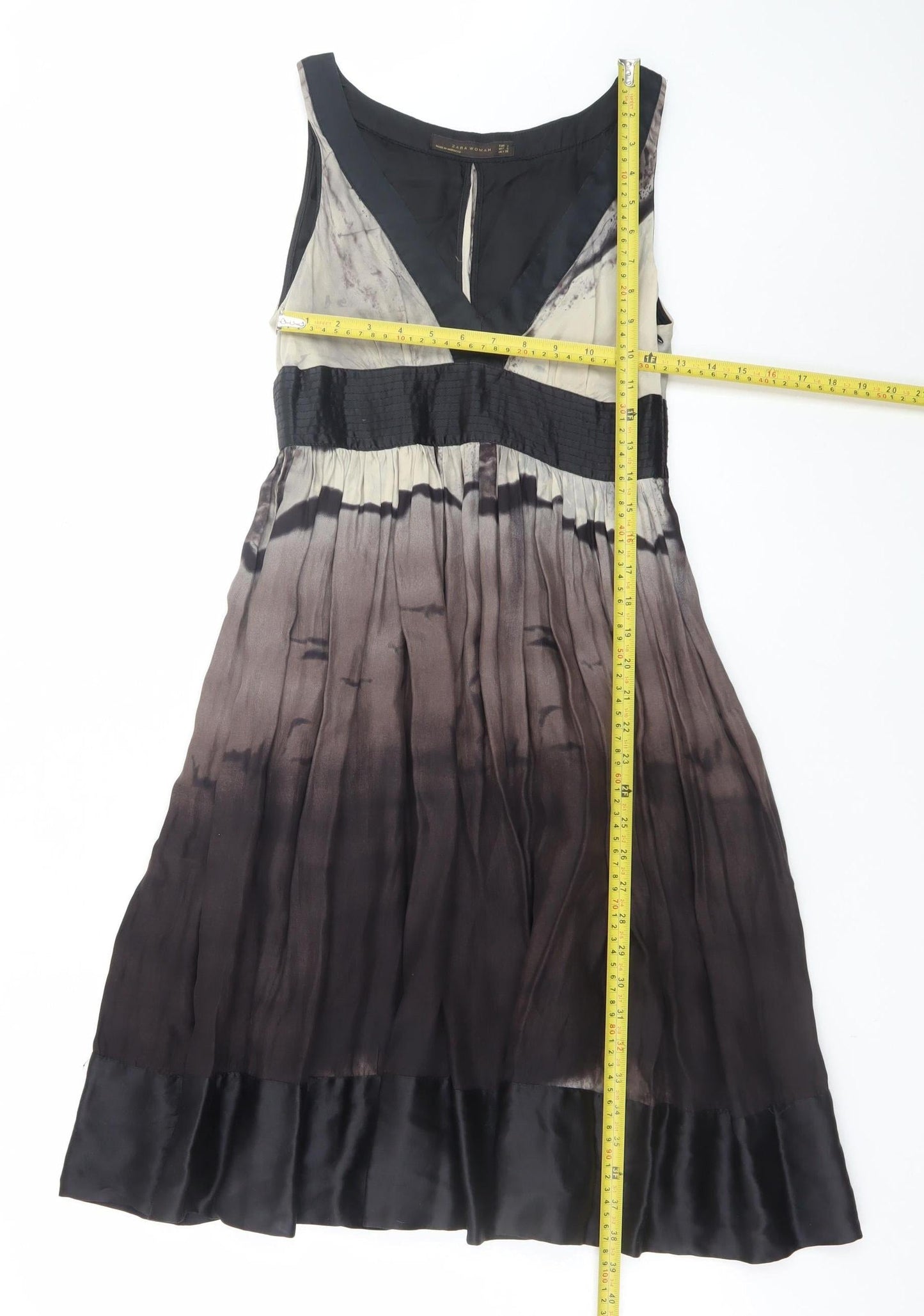 Zara Woman Women Multicoloured Size 8 Silk A-Line V-Neck Dress