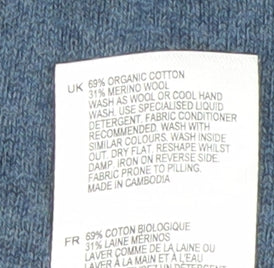 White Stuff Men's Blue Cotton Wool Crew Neck Jumper M