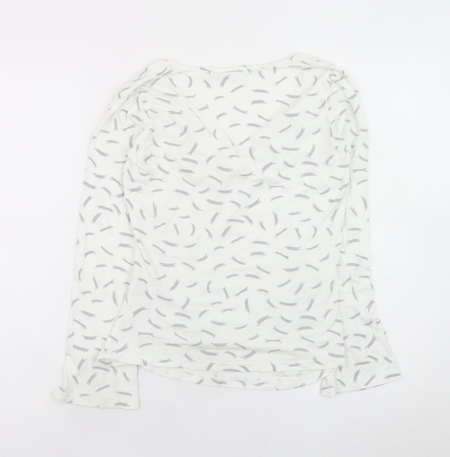 Blooming Marvellous Women's White Grey Wrap Long Sleeve Top Size 8 Viscose Blend