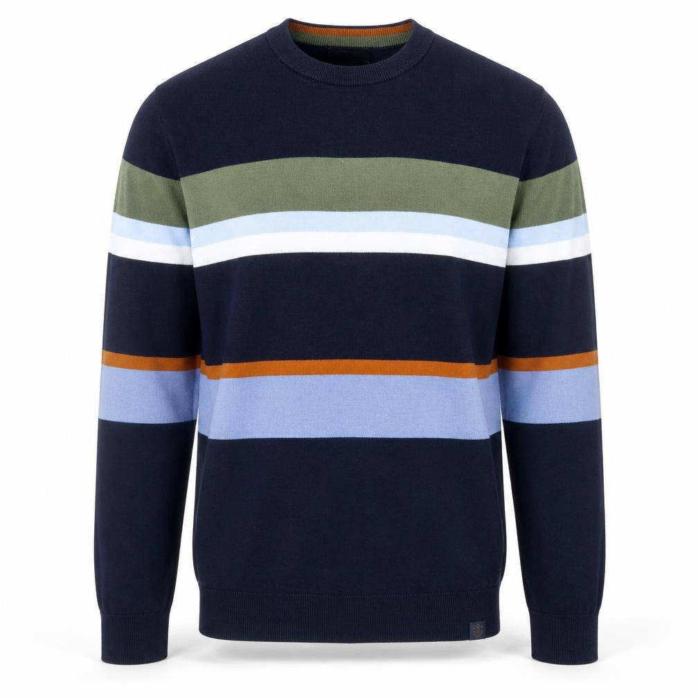 Next Men's Multicoloured Cotton Crew Neck Striped Jumper M