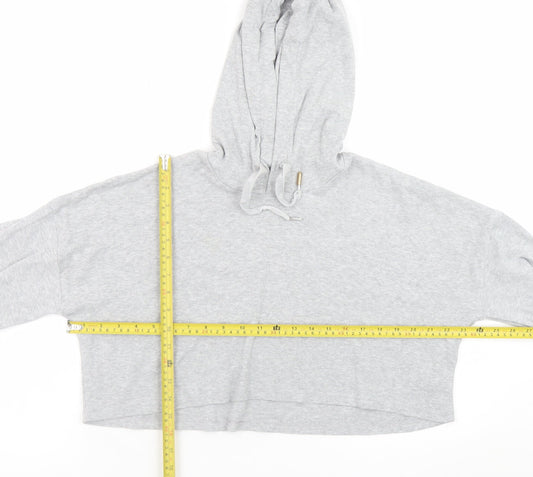 River Island Women Grey Marl Cropped Pullover Hoodie UK 12