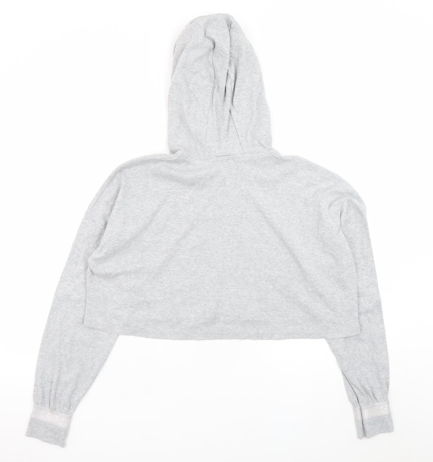River Island Women Grey Marl Cropped Pullover Hoodie UK 12