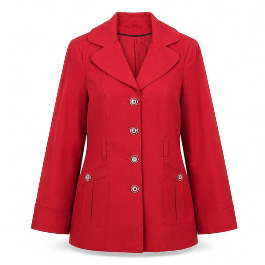 BHS Women’s Red Cotton Blend Blazer Jacket Size 12