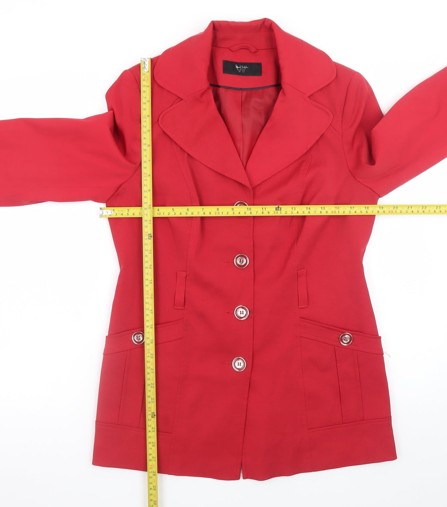 BHS Women’s Red Cotton Blend Blazer Jacket Size 12
