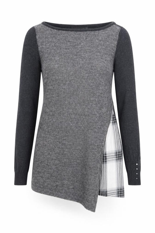 Mint Velvet Women Grey Size 10 Asymmetric Knit Dress