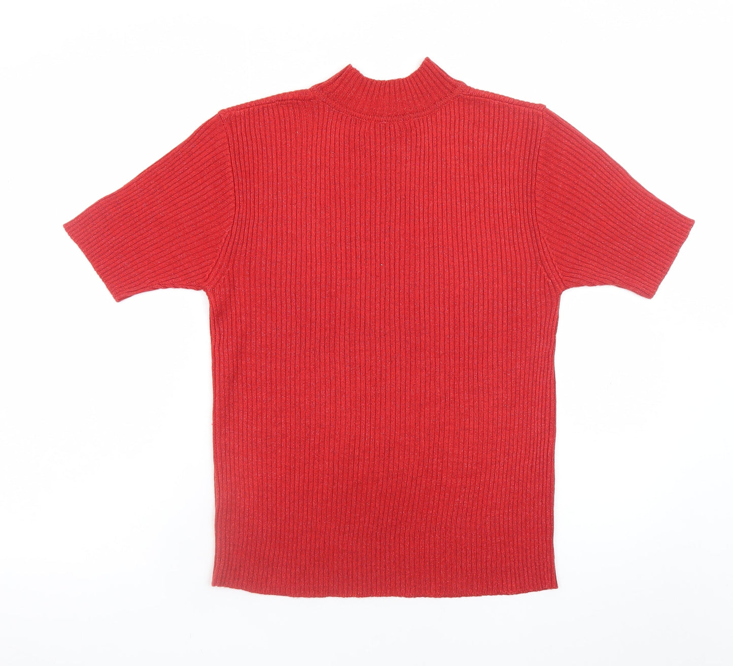 Bonmarché Women's Red Mock Neck Short Sleeve Pullover Jumper XL