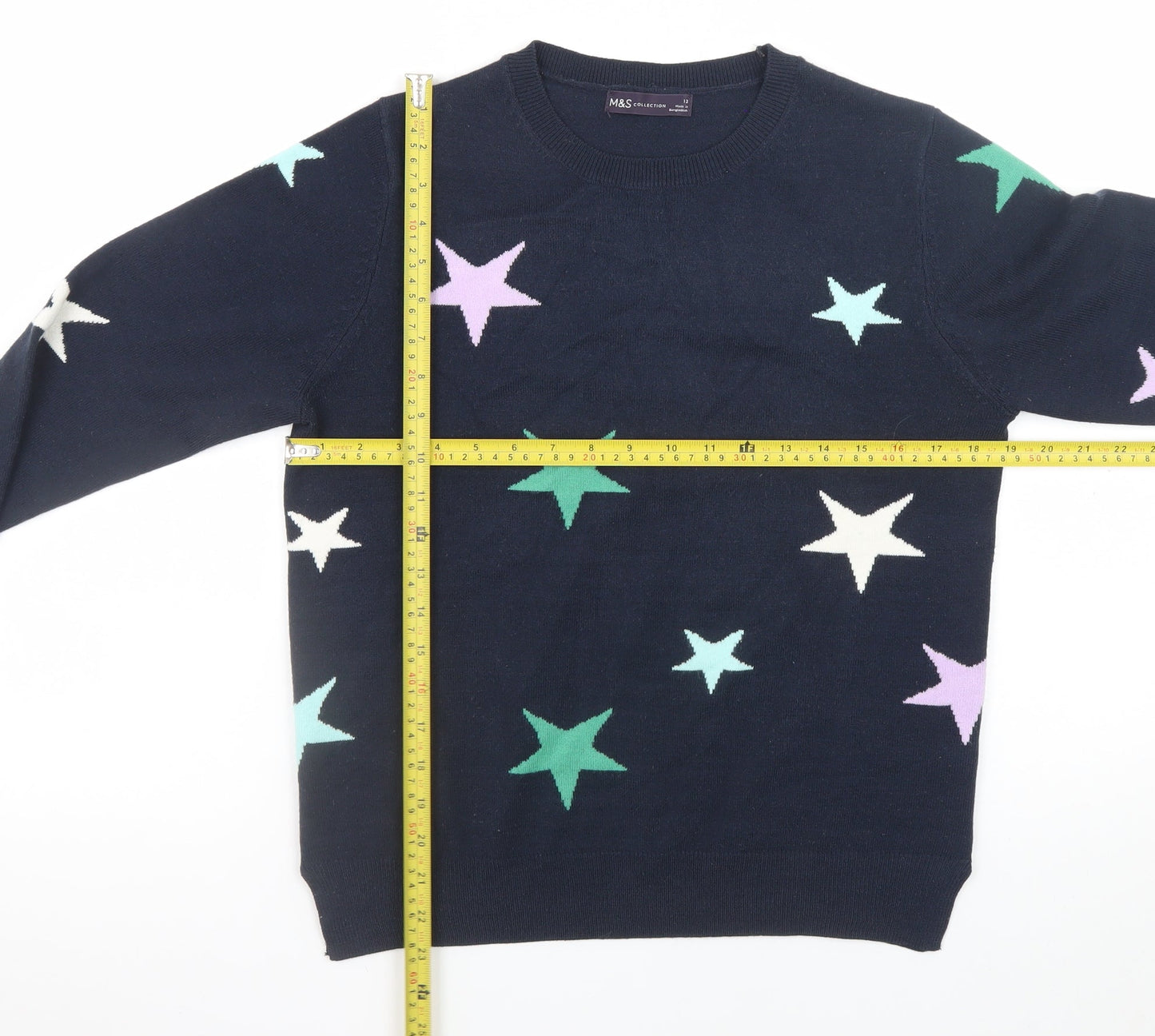 Marks and Spencer Women's Blue Star Knit Jumper Size 12