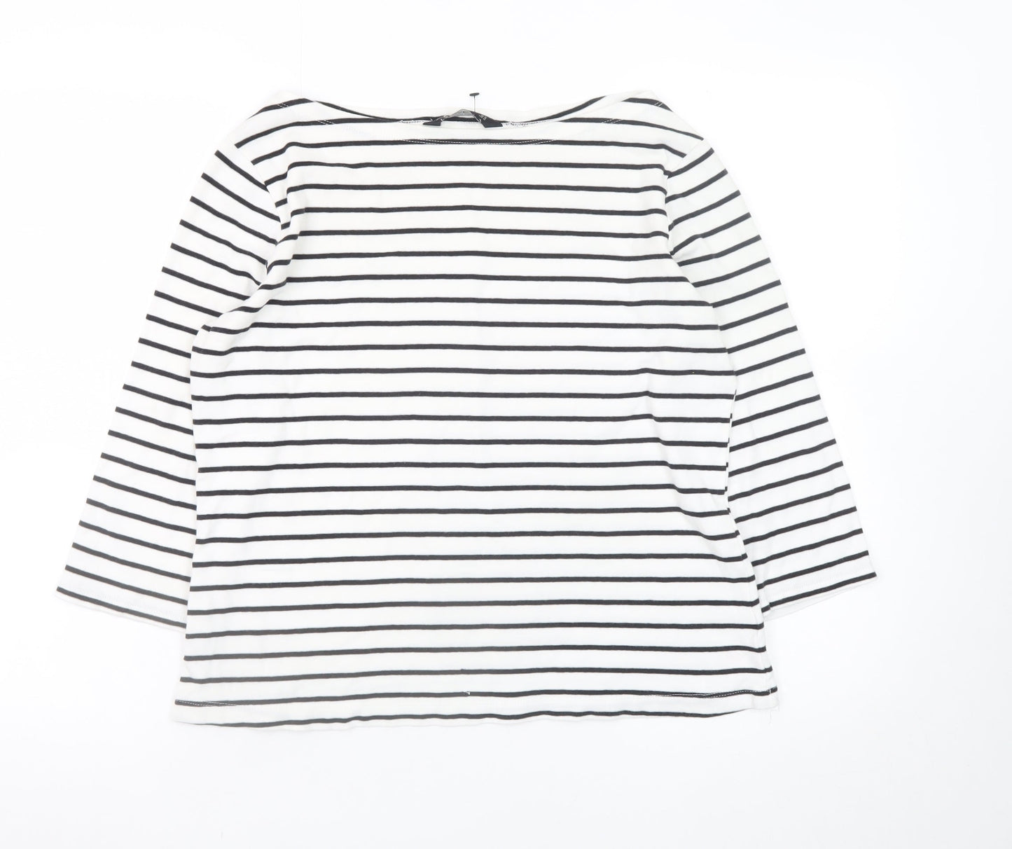 F&F Women’s White Striped Long Sleeve Cotton Jersey Top Size 14