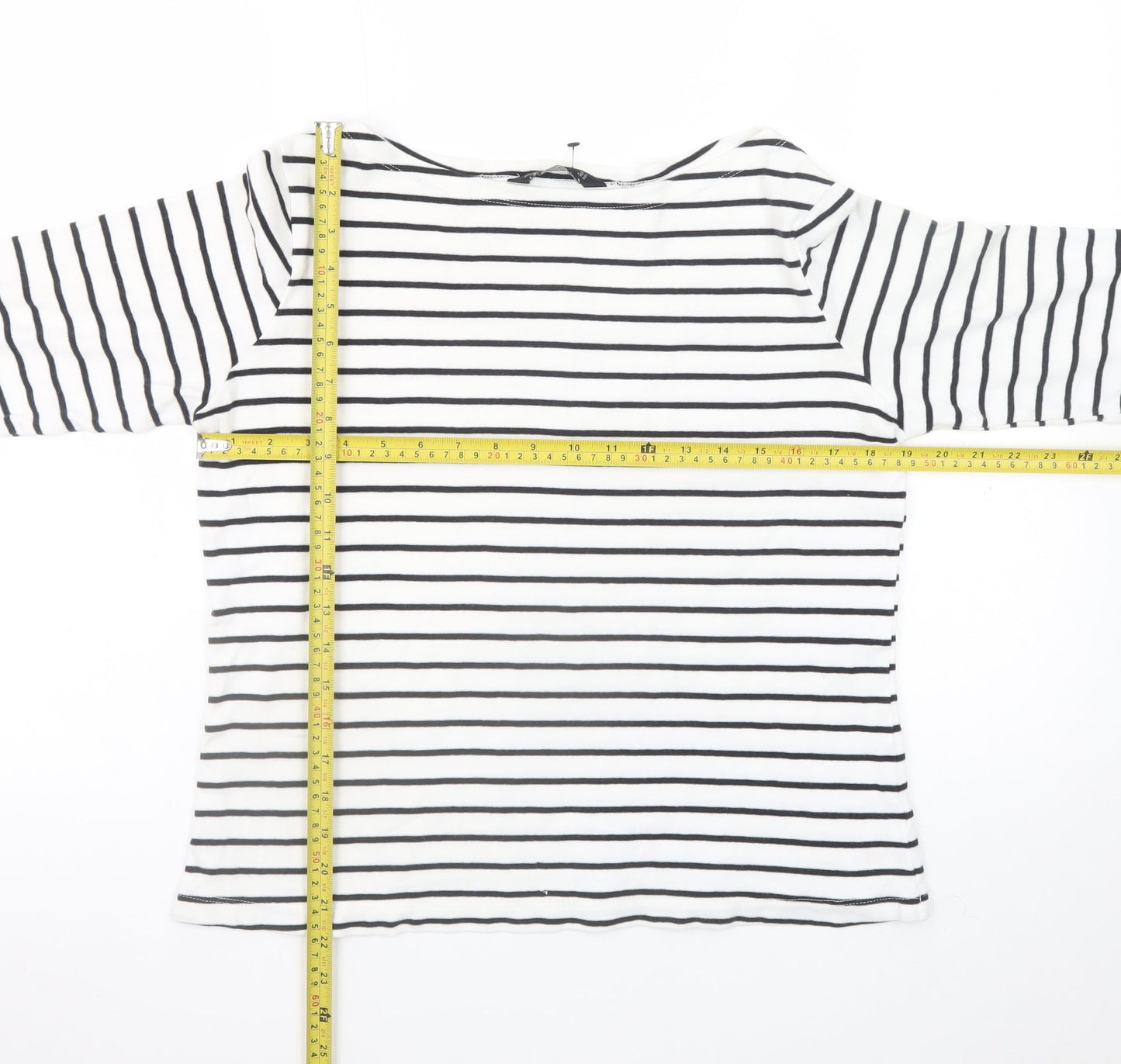 F&F Women’s White Striped Long Sleeve Cotton Jersey Top Size 14