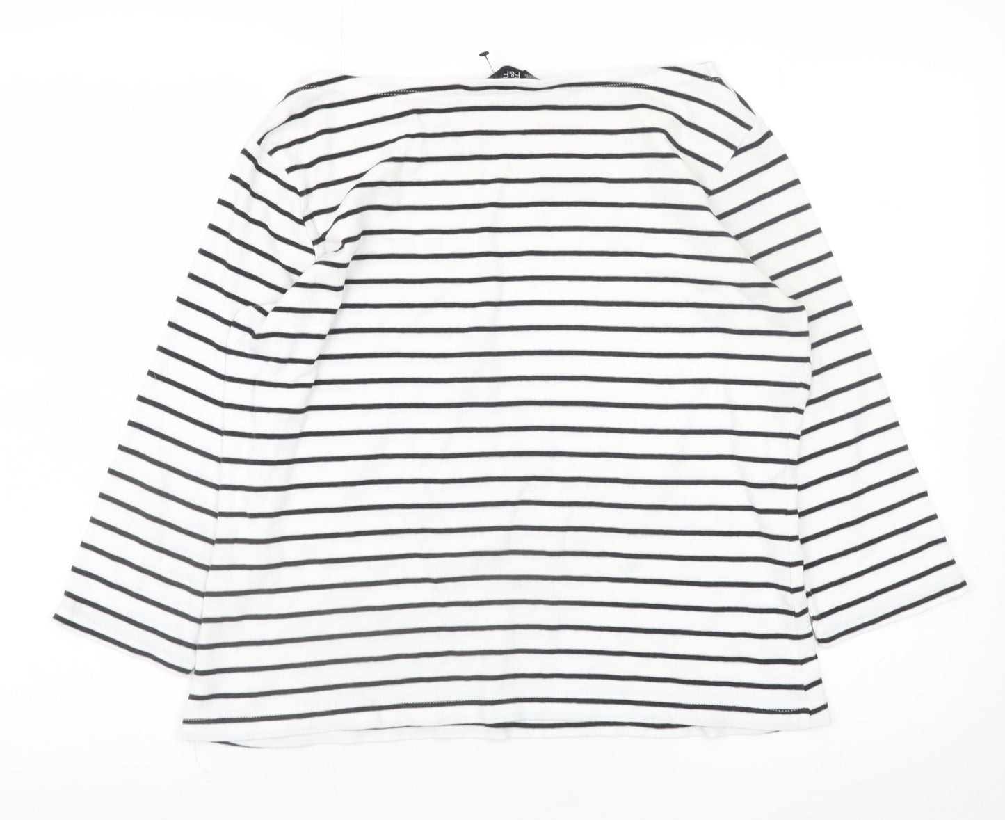 F&F Women’s White Striped Long Sleeve Cotton Jersey Top Size 14