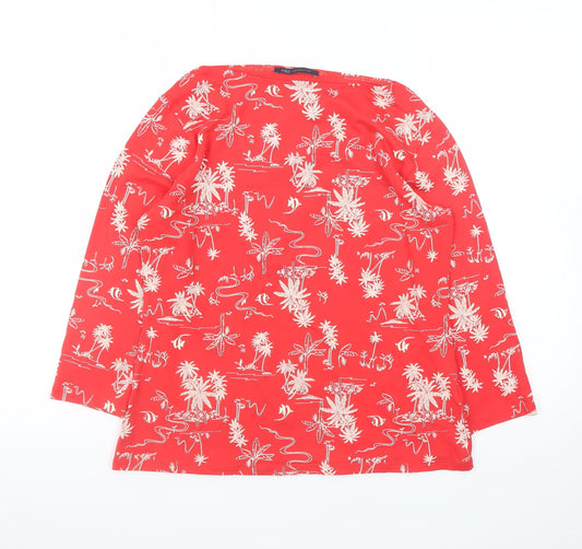 Marks and Spencer Women’s Red Tropical Print Cotton T-Shirt Size 14