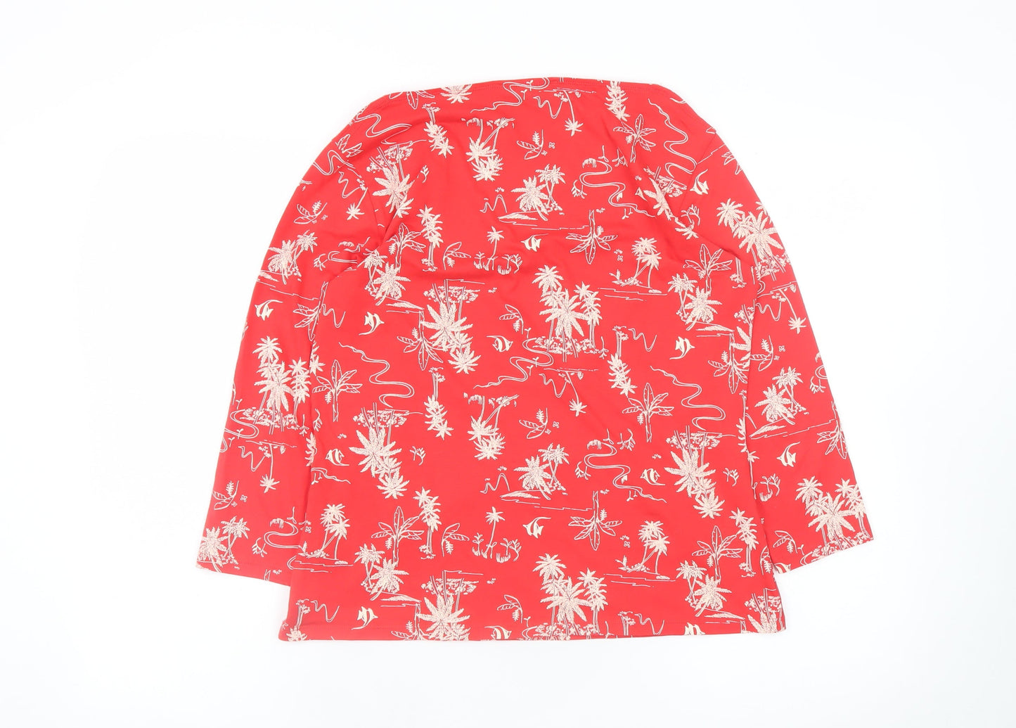Marks and Spencer Women’s Red Tropical Print Cotton T-Shirt Size 14