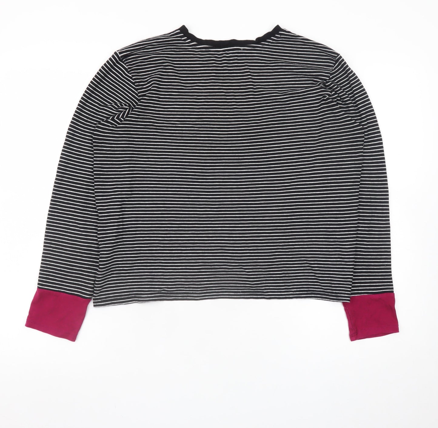 Warehouse Women's Black Striped Long Sleeve Jersey T-Shirt Size 16