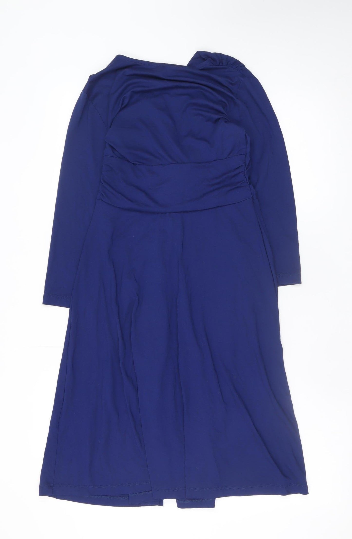 Seraphine Women’s Blue V-Neck Ruched Long Sleeve Maternity Wrap Dress UK 8