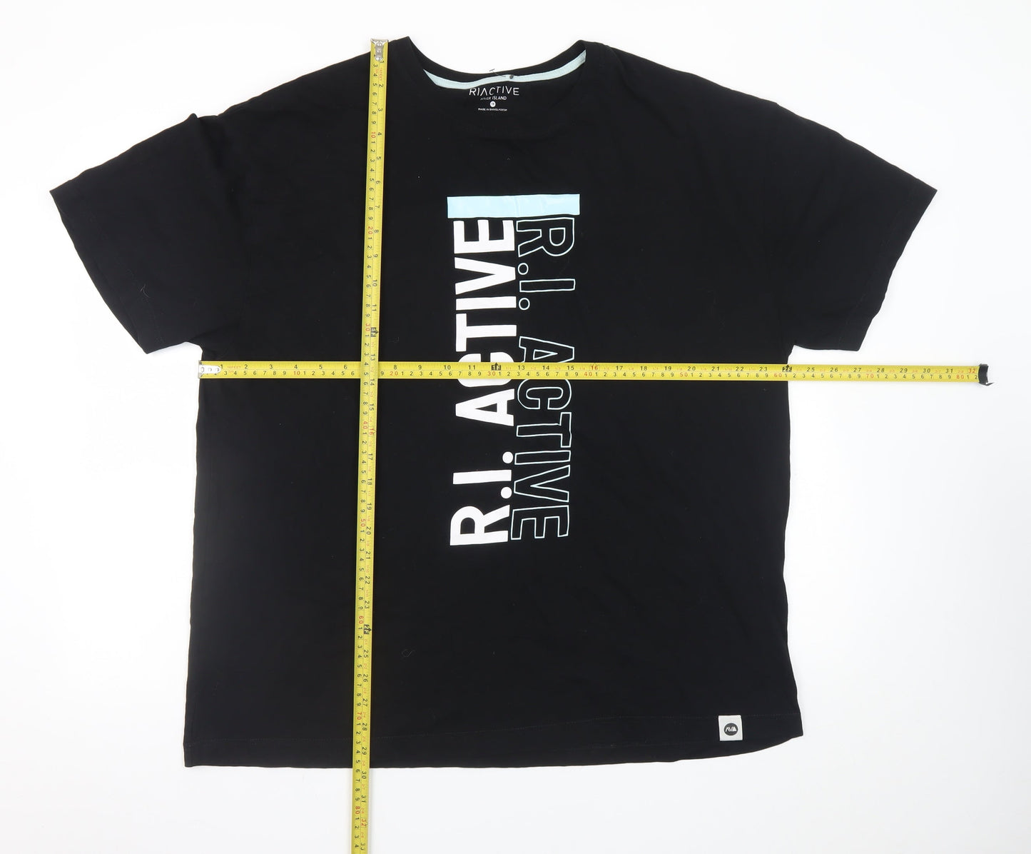 River Island Men’s Black R.I Active Cotton Graphic Crew Neck T-Shirt Size L