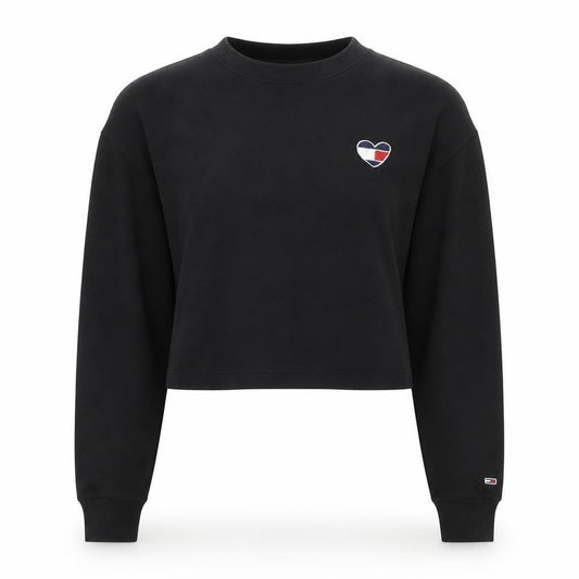 Tommy Jeans Womens Black XS Cropped Long Sleeve T-Shirt