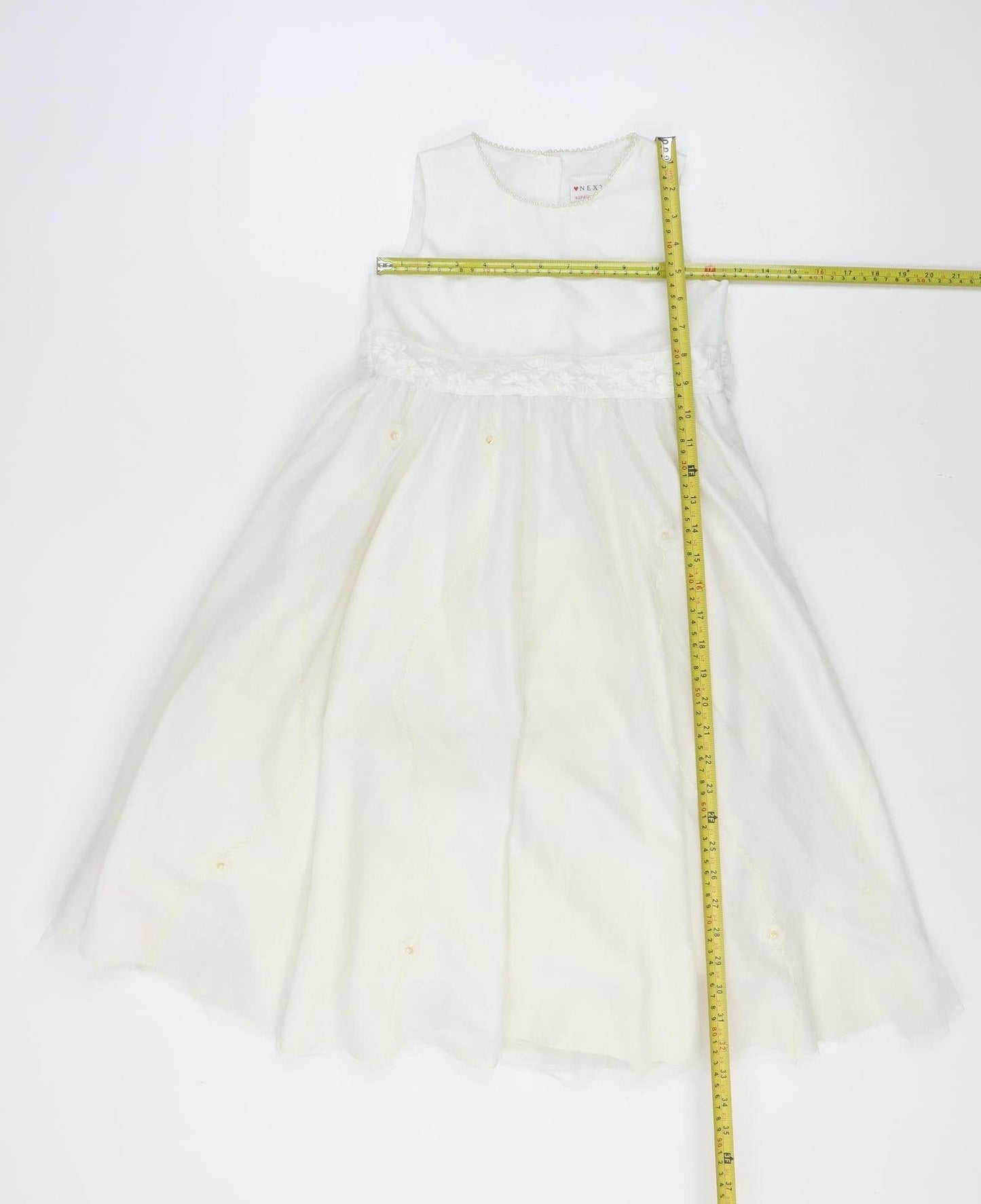 Next Girls Ivory A-Line Sleeveless Beaded Long Dress 7 Years