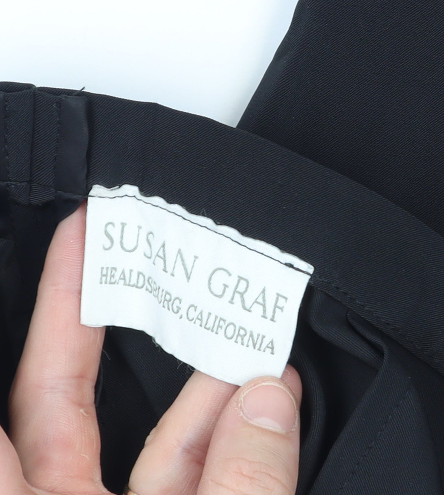 Susan Graf Women's Black Tapered Polyester Trousers Size 16