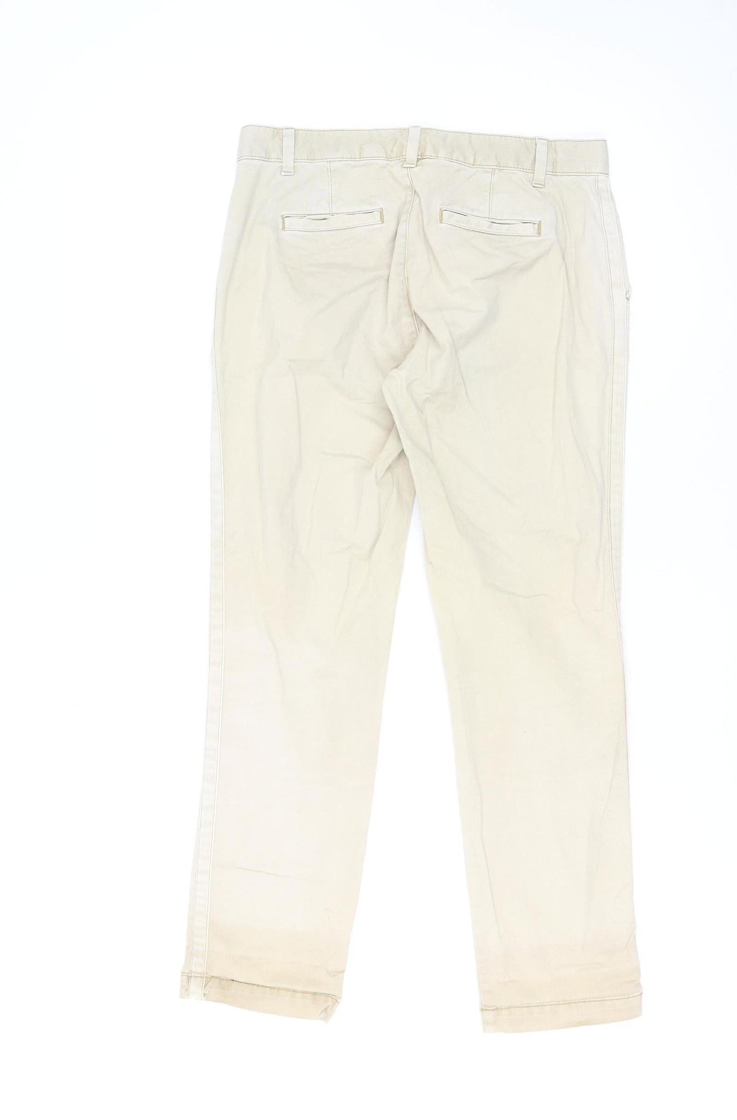 GAP Women Beige Chino Trousers Size 4 Regular Cotton Stretch