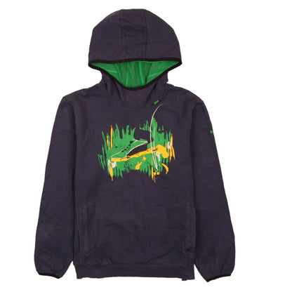 Additional front view of Puma boys’ black pullover hoodie 14 years with green graphic print