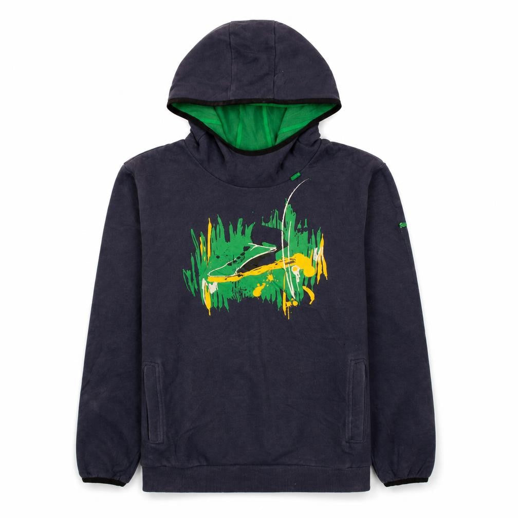 Puma Boys Black Pullover Hoodie 14 Years with Green Graphic Print