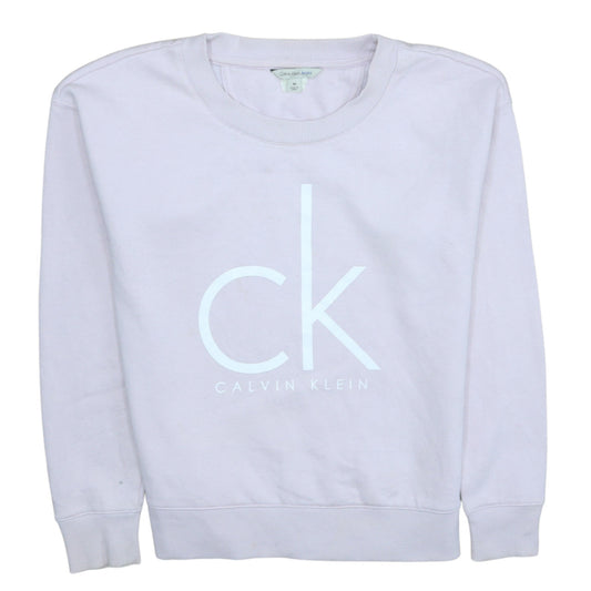 Calvin Klein Jeans Womens Pale Pink Sweatshirt M Logo Crew Neck