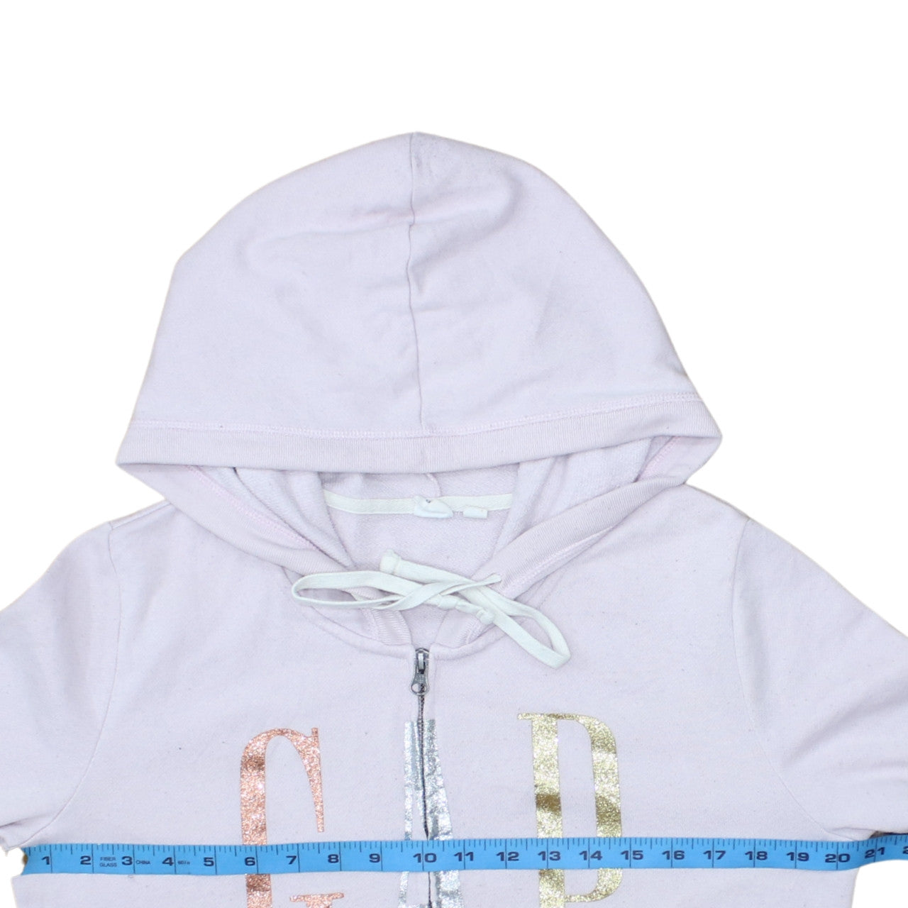 GAP Women Pink Full Zip Hoodie Medium Glitter Logo Cotton Blend
