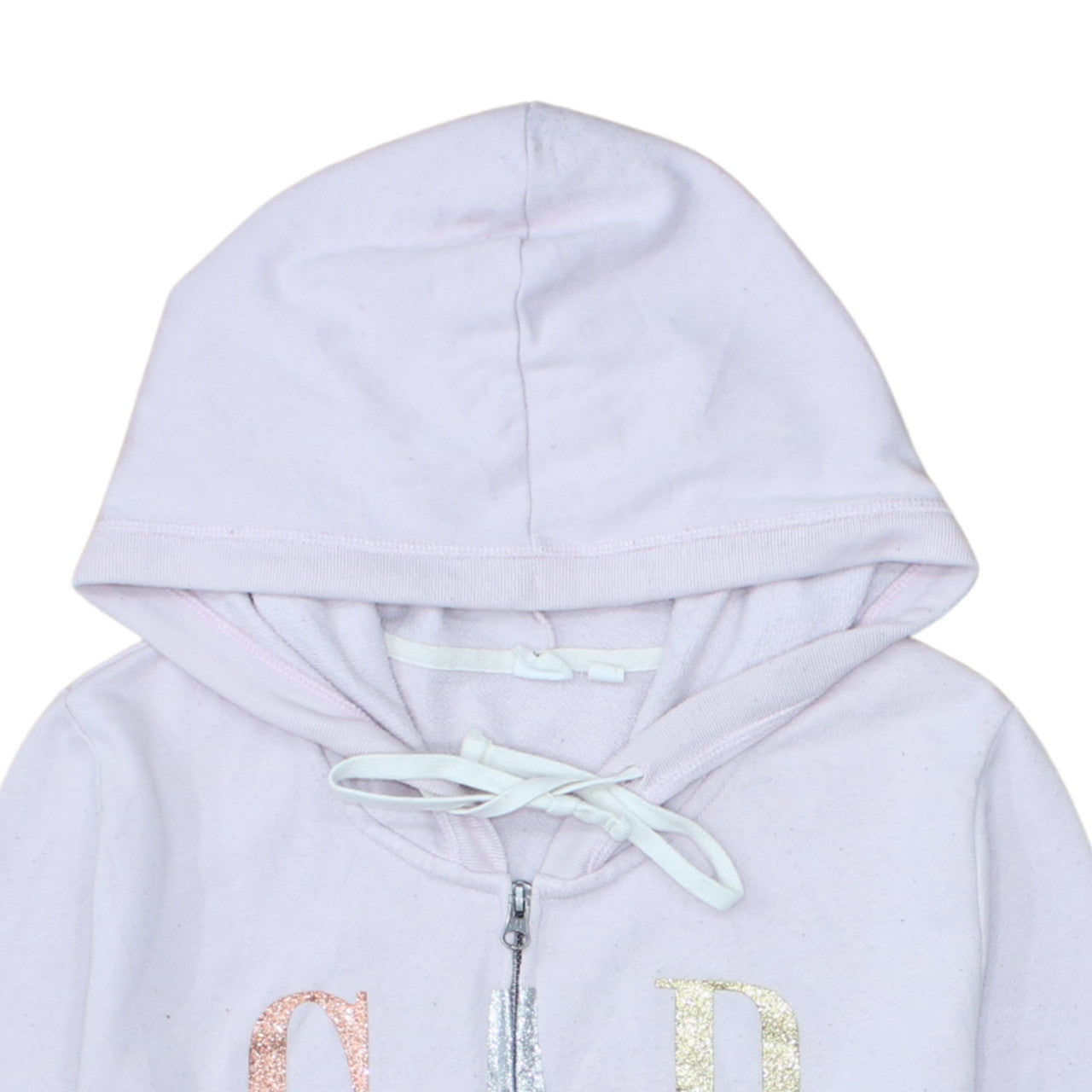 GAP Women Pink Full Zip Hoodie Medium Glitter Logo Cotton Blend