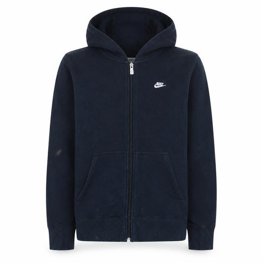 Front view of Nike boys’ black full zip hoodie 13-15 years cotton fleece sportswear