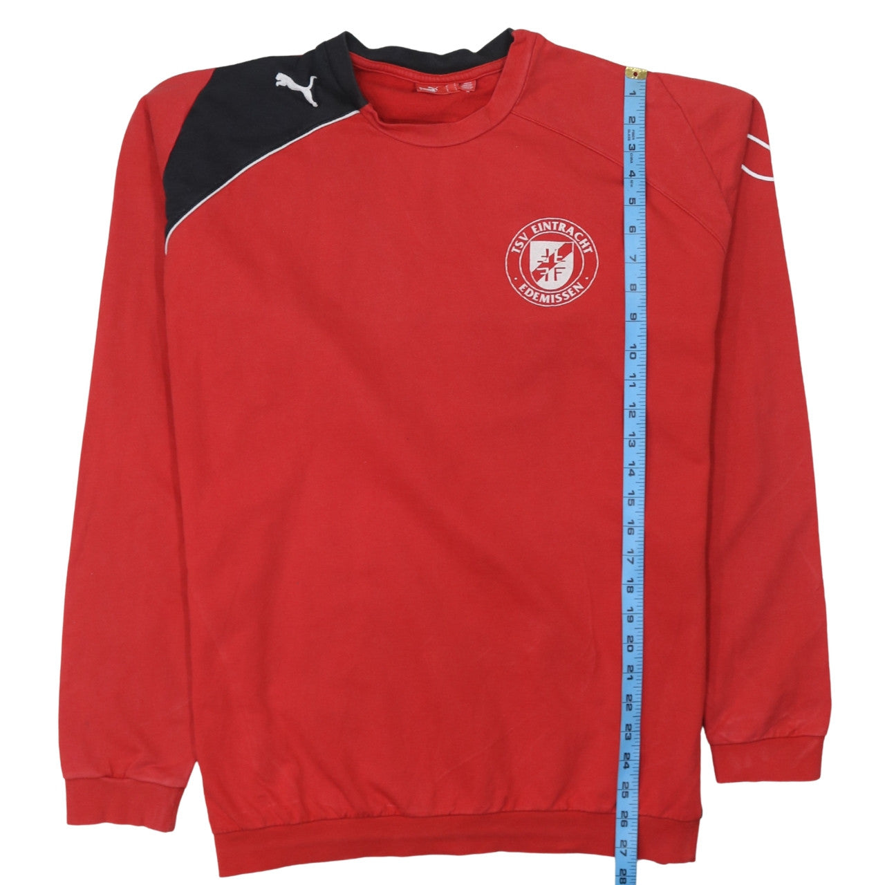 Puma Men Red Black Crew Neck Long Sleeve Sweatshirt L Football Style