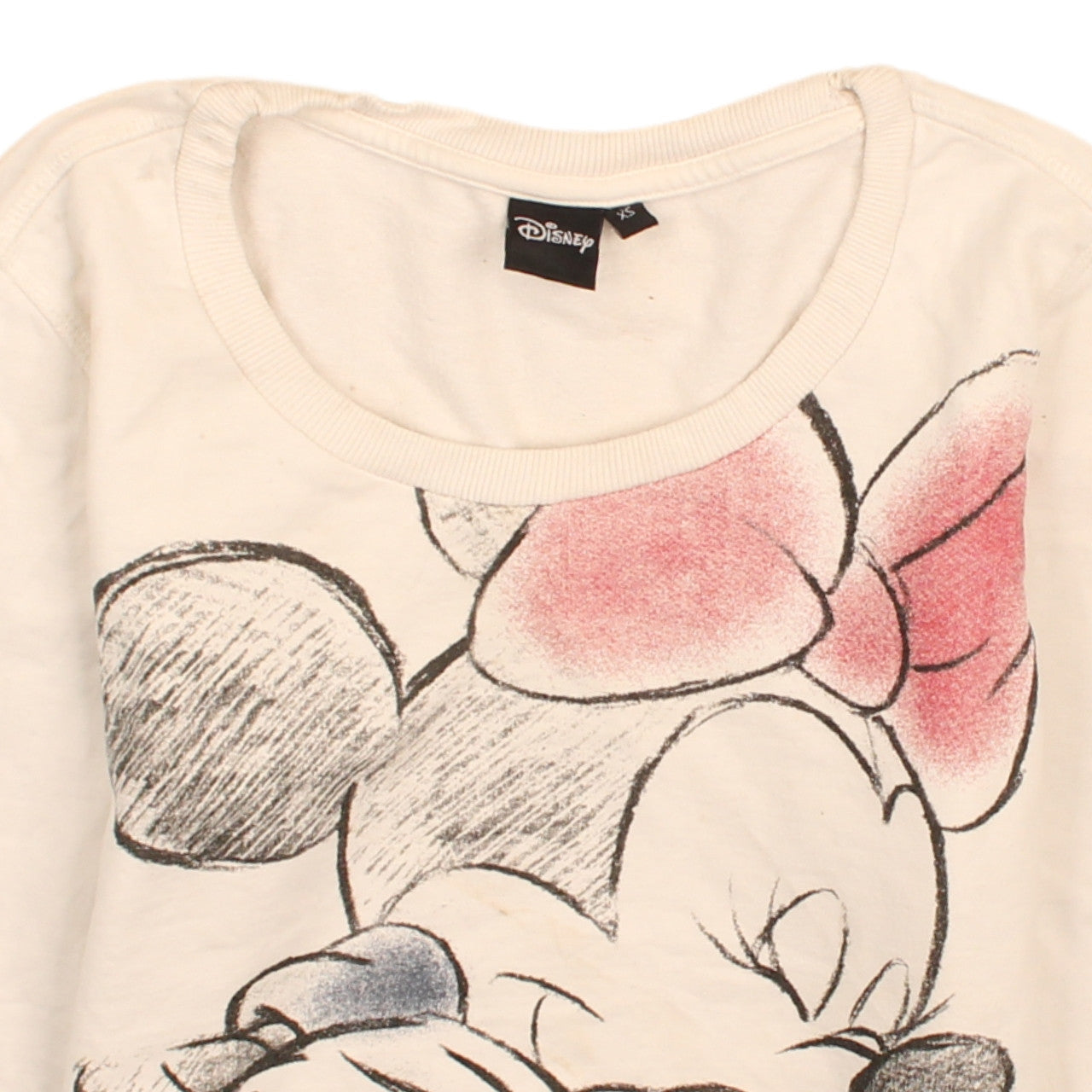 Disney Womens Ivory Minnie Mouse Pullover Sweatshirt XS