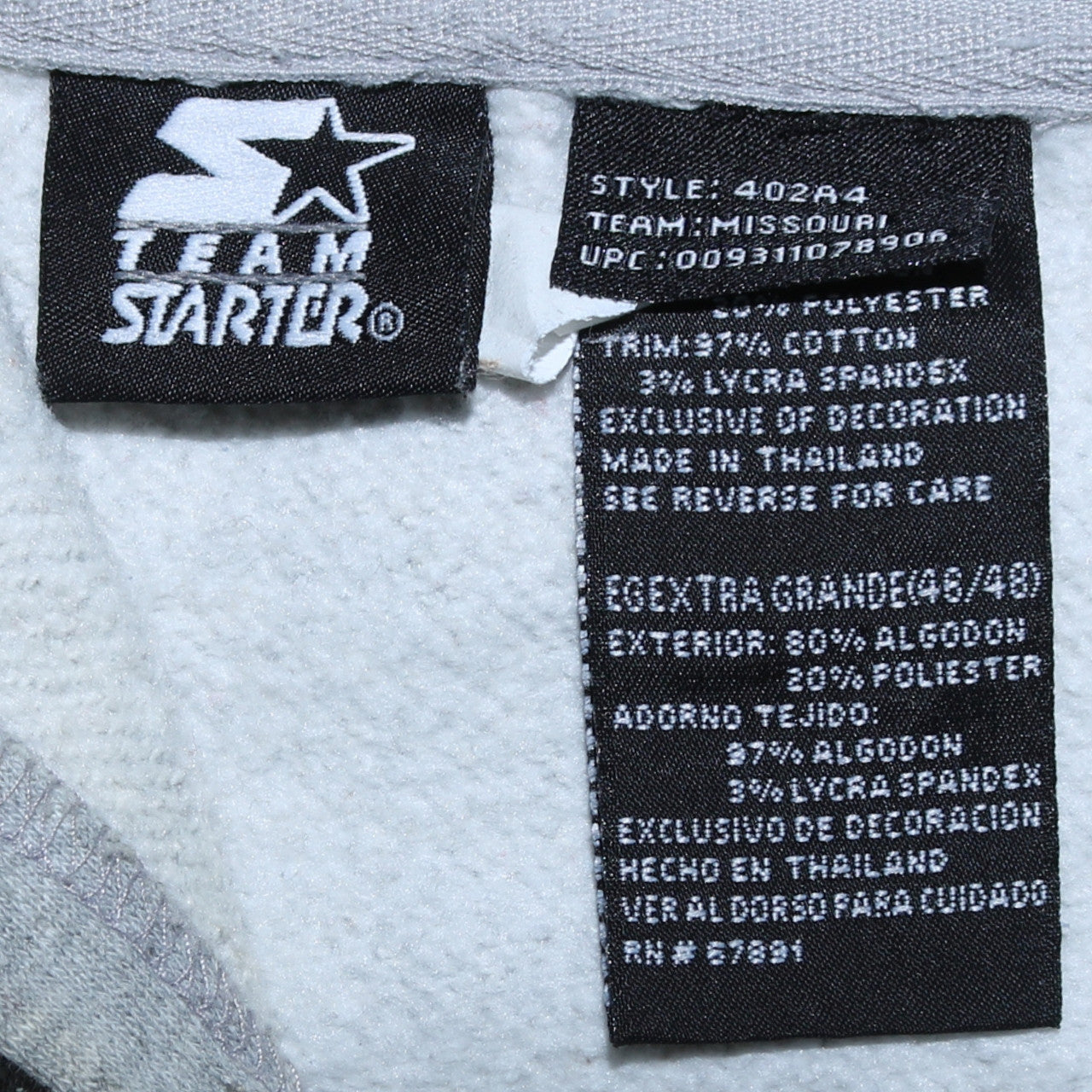 Starter Men’s Grey Missouri Pullover Hoodie XL College Fleece