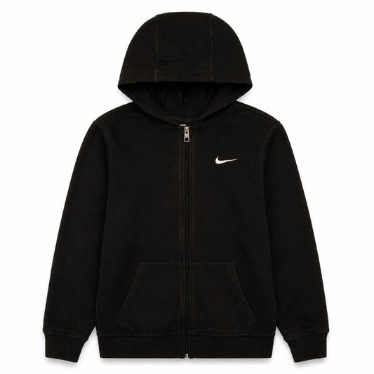 Front view of Nike boys’ black full zip fleece hoodie xl 13-15 years sportswear